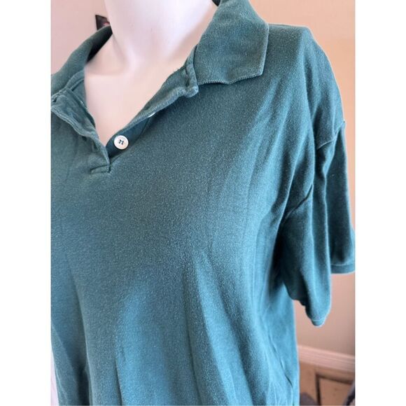 Honors XL 100% cotton emerald green polo 90s basic short sleeve collared - Picture 3 of 4